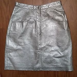 Leather Crocodile Metallic Skirt